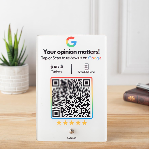 [Custom-Google-review-stand-03]  Review NFC Standee with QR Code | Boost Business Reviews with Tap or Scan | Pre-Configured